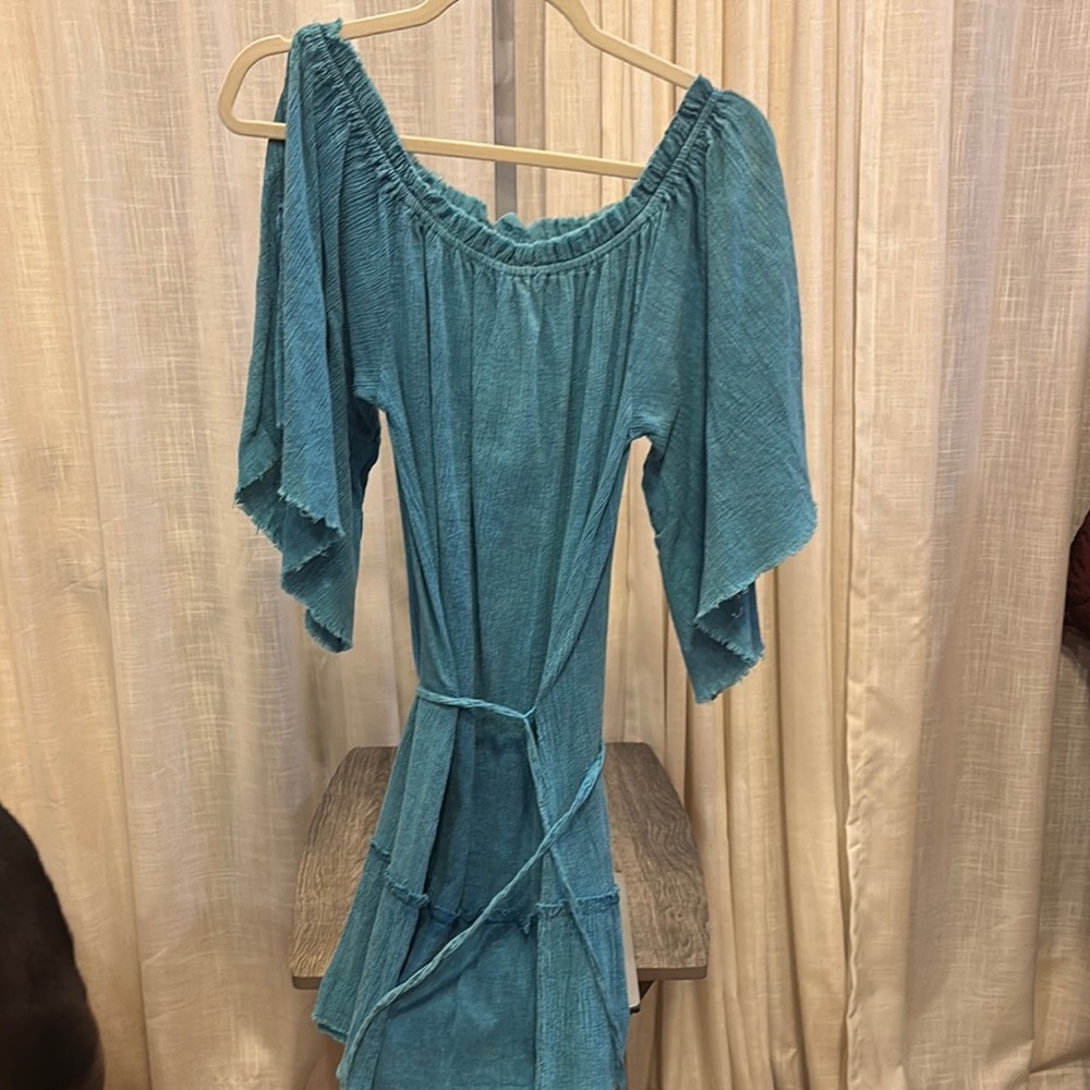 Umgee Turquoise Off-Shoulder Dress with Ruffle - Picture 6 of 6